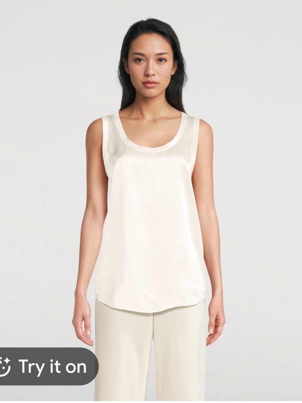 Lafayette 148 New York Cream 100% Silk Scoop-Neck Tank
